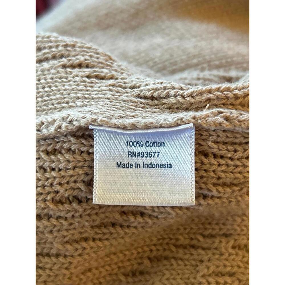 St. Johns Bay Womens Cardigan Large Tan Long Open Knit Front Pockets - Picture 6 of 7